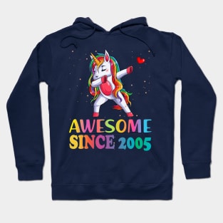 Awesome Since 2005 born unicorn for queens Birthday Gift Hoodie